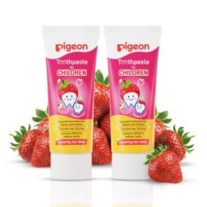 Pigeon Strawberry Toothpaste for Babies & Children 45 g (Pack of 2) | Fluoride Free & SLS Free | Gentle Daily Oral Care for Kids