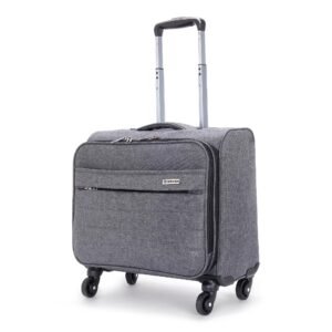 NOVEX Overnighter Small Laptop Trolley | Pilot Cabin Luggage, Grey – 15.6Inch | Polyester Business Spinner Case with 3 Compartments, 360-Degree Rotatable, 4 Wheels Bag | Backpack for Men & Women
