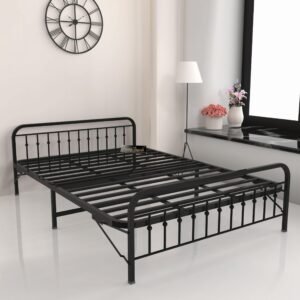 Honey Touch Nova Folding Double Bed Without Mattress | No Assembly Required | Foldable Bed for Sleeping/Guests/Rented Apartments/Bedroom(4×6.25ft, Black)