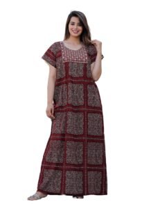G4Girl Pure Cotton Embroidery Nighty for Women’s | Night Gown | Nighty | Nightdress | Maxi | Sleepwear | Jaipuri Nighty | Nighties | Gown