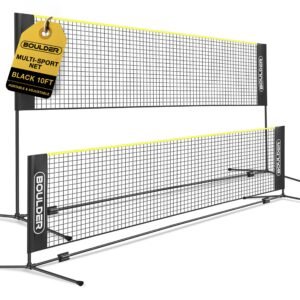 Boulder Portable Badminton Net Set – Net for Tennis, Soccer Tennis, Pickleball, Kids Volleyball – Easy Setup Nylon Sports Net with Poles