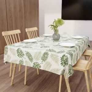 Wings Star Dining Table Cover for 6 Seater, 60 x 90 inch Size, Waterproof and Dustproof Table Sheet,Dining Table 6 Seater Waterproof Cover (Green Leaf, Dining Table Cover (60×90 Inch))