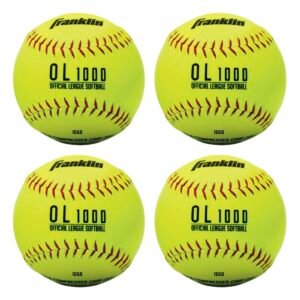 Franklin Sports MLB Official League Synthetic Cork Softball with Mesh Bag (4-Piece), Yellow, 12-Inch