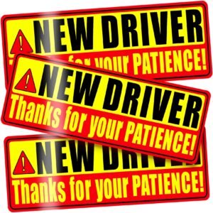 PSLER 3 Pcs New Driver Magnet for Car – Student Driver Car Magnet Funny Be Patient Student Driver Magnet Safety Warning Rookie Driver Car Bumper Magnets New Driver Teen Boys Girls