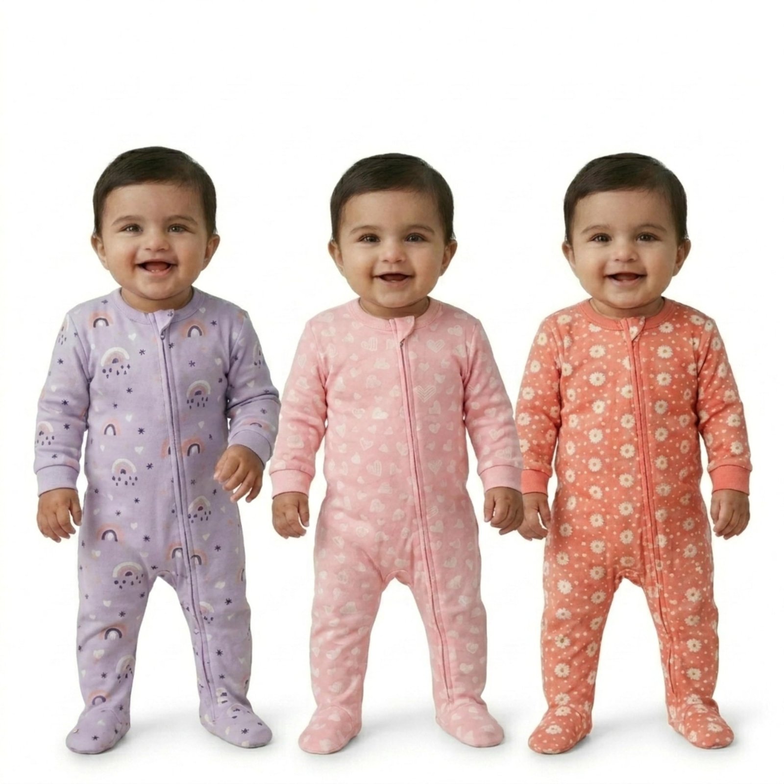 The Mom Store Baby Zipper Romper for Boys and Girls Combos | Cotton | Soft and Comfortable Infant Bodysuit | Trendy Stylish Sleepsuit Nightsuit for Newborn Baby | Printed | Unisex Sleep Wear