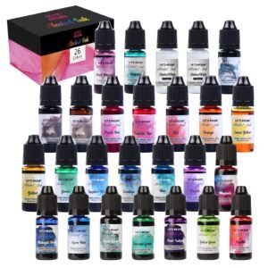 LET’S RESIN Alcohol Ink Set, 26 Vibrant Colors, Alcohol-Based Ink for Resin Art, Tumblers, Epoxy (Each 0.35oz)