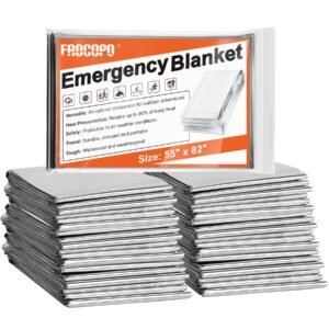 Frocopo 6-Pack Emergency Mylar Blanket, Aluminized Mylar, Silver, 55″ x 82″, Perfect for Outdoors, Hiking, Camping Survival