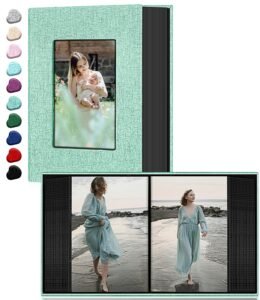 Photo Album 4×6,Linen Cover Slide-in Photo Album Book Can Holds 100 4×6 Photos with 50 Black Sheets for Family,Wedding,Baby and Holiday Pictures (Turquoise)