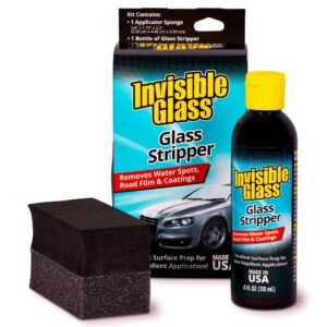 Invisible Glass 91411 3.38-Ounce Glass Stripper Water Spot Remover Kit Eliminates Coatings, Water Spots, Waxes, Oils and More to Polish and Restore Automotive Glass