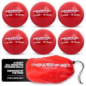 PowerNet 2.8″ Weighted Hitting Batting Training Balls (6 Pack) | Choose Your Weight 12 to 20 oz | Build Strength and Muscle | Improve Technique and Form | Baseball Size | Enhance Hand-Eye Coordination