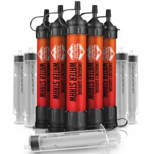 Practical Survival Reusable Emergency Water Filter Straws, 5-Pack