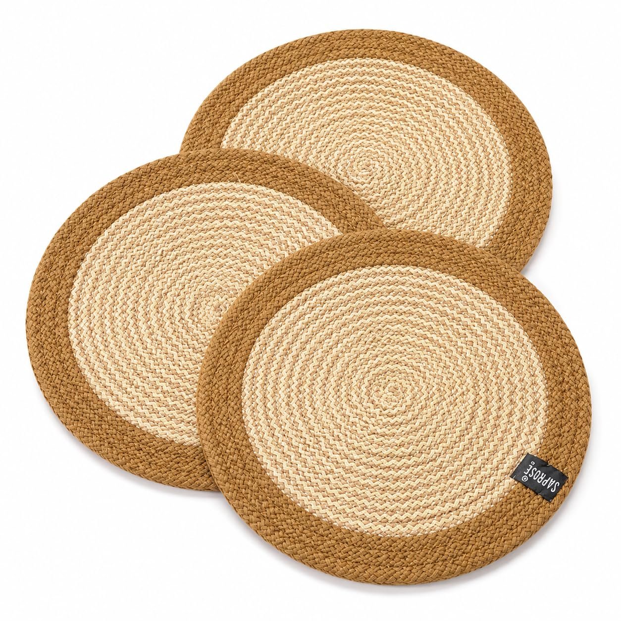 SAPROSE® Polypropylene Round Trivet (3 PCS Set, Size: 23 cm) Pot MAT, Side Table Mat, Machine Washable Small Place Mat for Casserole for Dining Table (9″ Dia, Golden Brown)