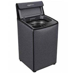 Amazon Basics Waterproof Top Load Fully Automatic Washing Machine Cover for 6 kg, 6.5 kg, 7kg & 7.5 kg (Grey) – 59 x 59 x 86 cms