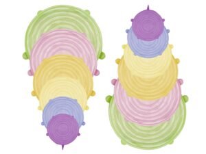 Beper C102COC101 Silicone Lids, Extensible, 12 Pieces of Colour, Durable, Reusable for Food, Bowls, Plates, Jars, Pots, BPA Different Sizes, Magic Lids