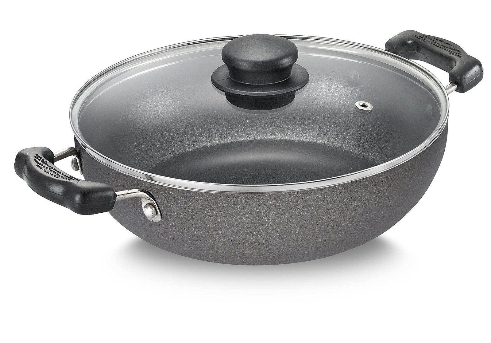 Prestige Non-Stick Kadhai with Glass Lid | Induction Base, 24 cm, Multicolour, Medium, 2.4 liter