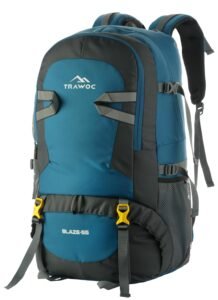 TRAWOC BLAZE 55 Liter Travel Backpack Daypack Bag for Camping Hiking Trekking Bag for Men & Women, English Blue, SHK014, 3 Year Warranty