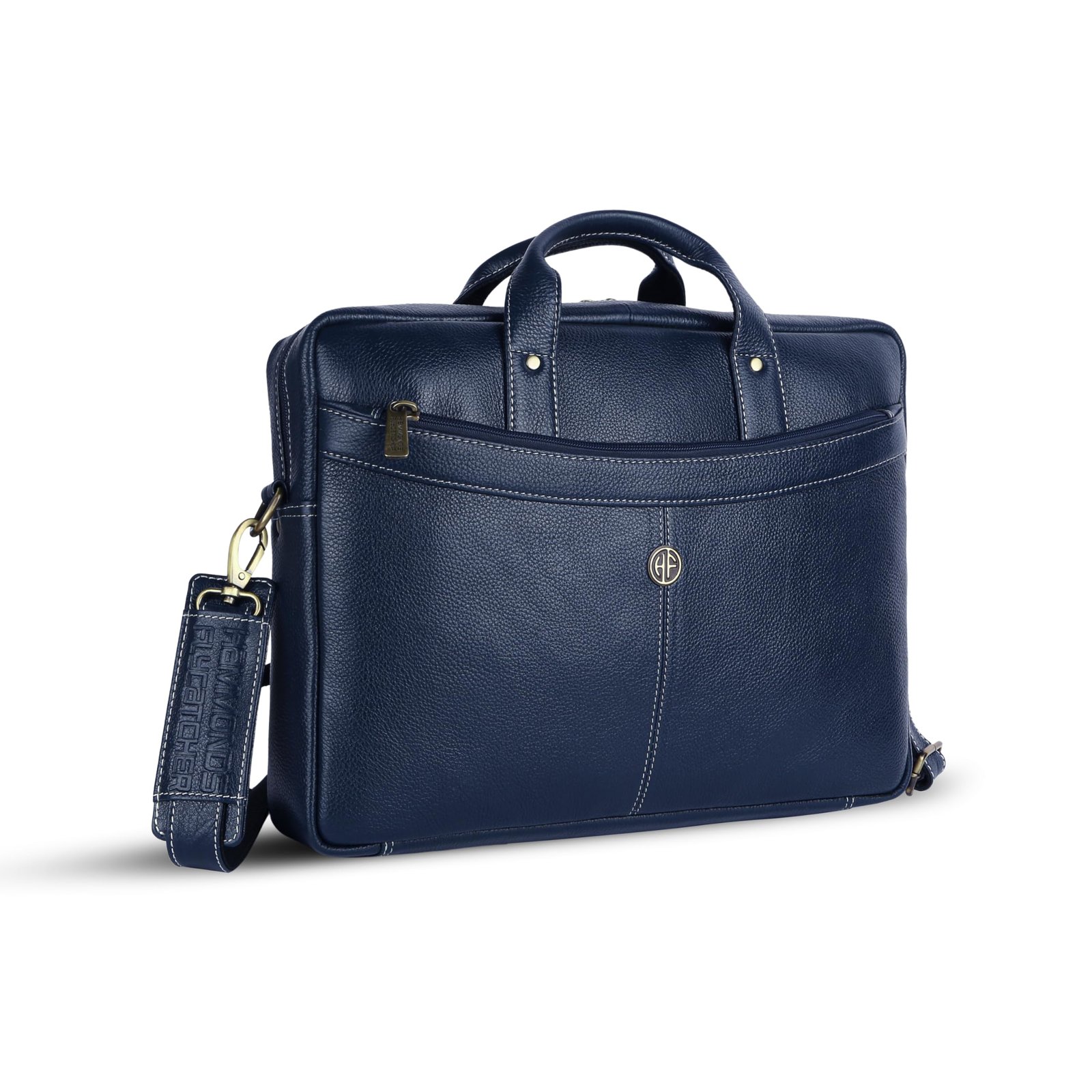 HAMMONDS FLYCATCHER Genuine Leather Office Bag for Men, 15.6 Inch Professional Blue Laptop Bag for Men, Adjustable Strap & Multi Compartments, 1 Year Warranty – Office, Travel, Daily Use