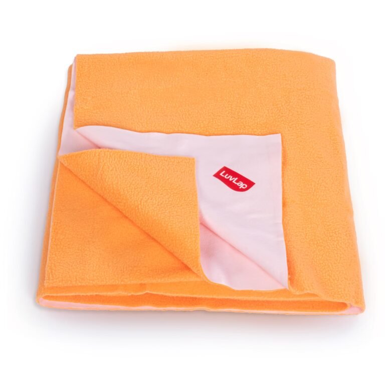 LuvLap Instadry Anti-Piling Fleece Extra Absorbent Quick Dry Sheet for Baby, Baby Bed Protector, Waterproof Baby Sheet, Medium Size 70x100cm, Pack of 1, Orange