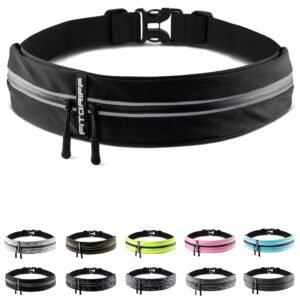 Fitgriff® Running Belt for Men & Women – Secure Jogging Pouch for Phone, Keys & Essentials – For All Cell Phones, Black, Medium – Large, Slim Fit