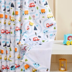 Amazon Basics – Kids Room Darkening Digital Printed Door Curtains, 80-85% Room Darkening | 7 Feet |Set of 2| Digital Print | Kids Curtain |for Living Room and Bedroom | 115cmx 210cm, Design-Car