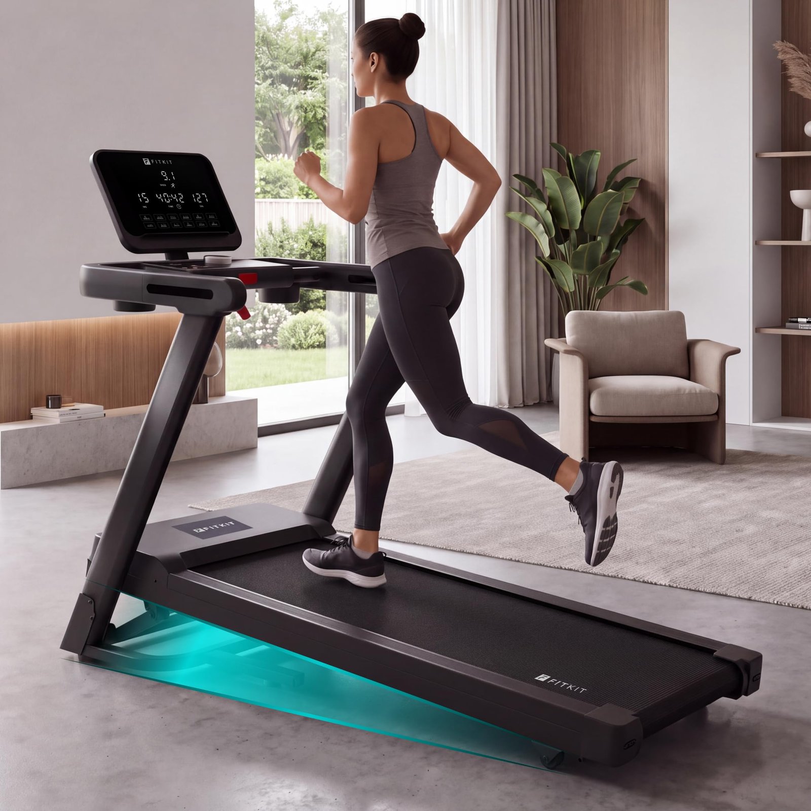 Fitkit by Cult FT200MPro | 6.5 HP Peak BLDC Motor | 15-Level Auto Incline | Foldable Treadmill for Home 150 kg Capacity | Portable Massager with 12 Silicone Heads