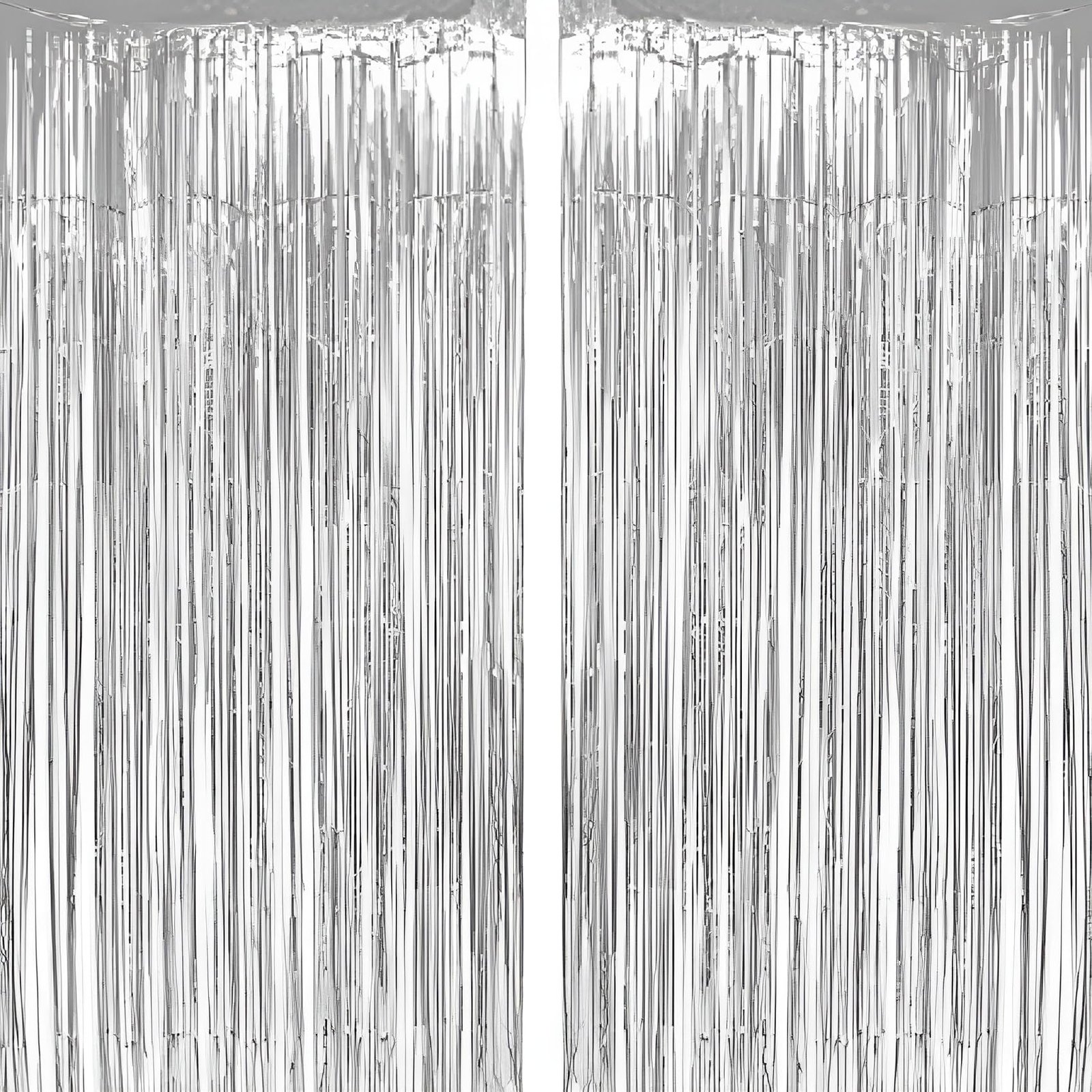 Propsicle Silver Foil Fringe Curtains Disco Theme Birthday Decoration