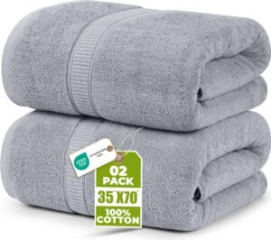 Utopia Towels – Luxurious Jumbo Bathroom Sheet Bath Towel 2 Piece – 600 GSM 100% Ring Spun Cotton Highly Absorbent and Quick Dry Extra Large (35 x 70 Inches, Cool Grey)