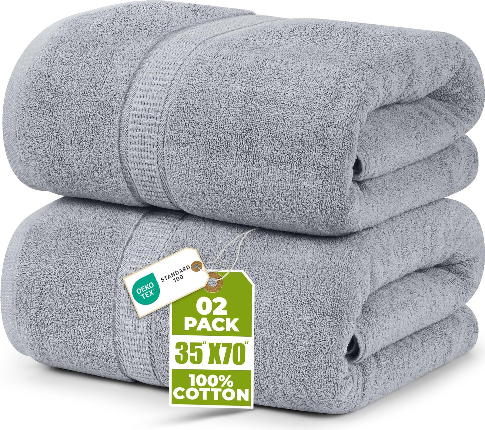 Utopia Towels – Luxurious Jumbo Bathroom Sheet Bath Towel 2 Piece – 600 GSM 100% Ring Spun Cotton Highly Absorbent and Quick Dry Extra Large (35 x 70 Inches, Cool Grey)