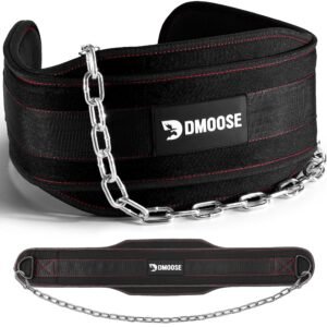 DMoose Fitness Dip Belt with Heavy Duty Steel Chain, Comfort Fit Neoprene, Double Stitching Maximize Weightlifting and Bodybuilding Workouts