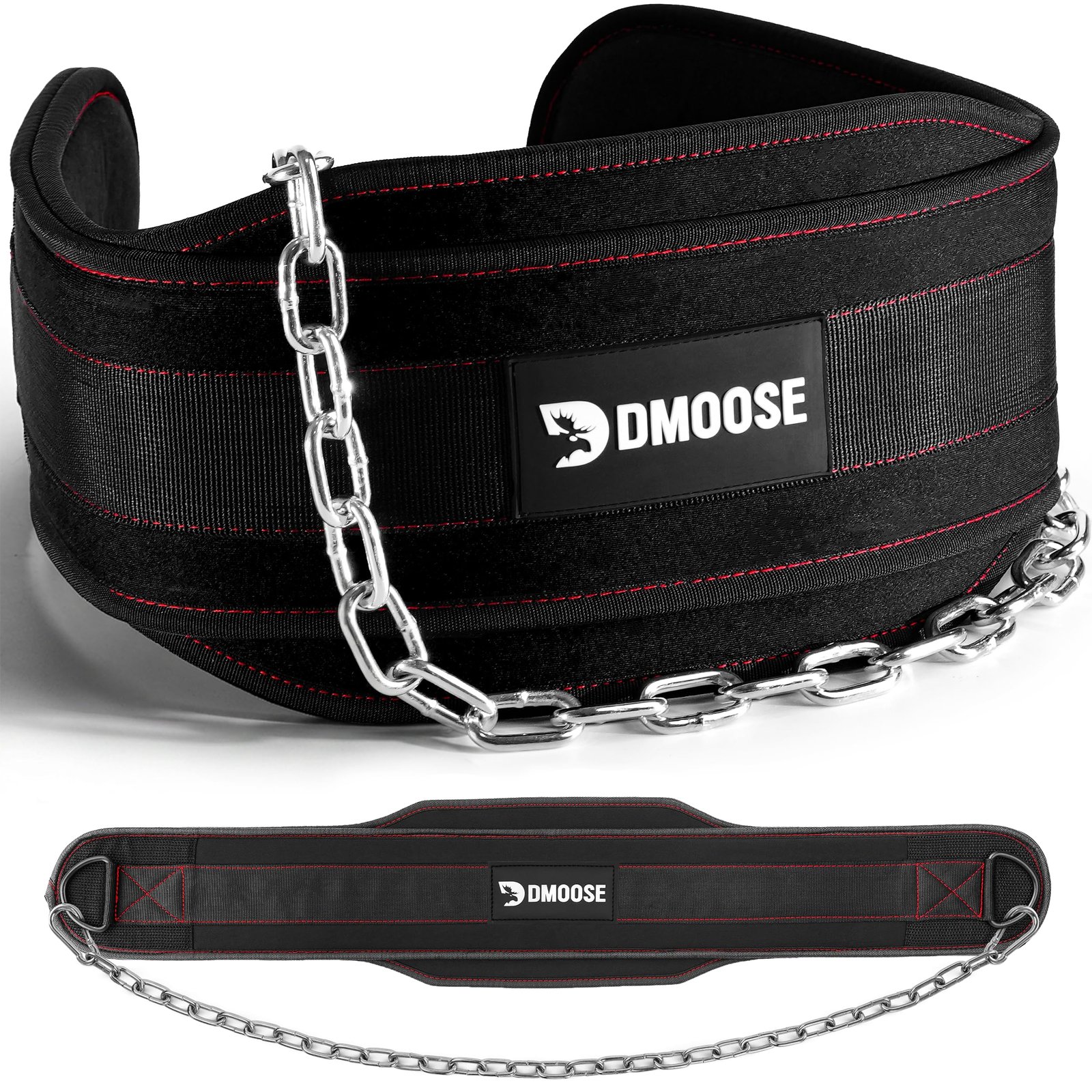DMoose Fitness Dip Belt with Heavy Duty Steel Chain, Comfort Fit Neoprene, Double Stitching Maximize Weightlifting and Bodybuilding Workouts