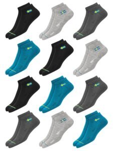 SWAGR 12 Pairs Solid Cotton Ankle Socks for Men Women | Quick Moisture Wicking Tech | Pack of 12 | Multicolor | SOXCO Style Code SWG24