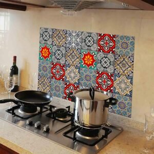WallDesign Kitchen Protection Anti-Mark Oil Proof Easy Clean Wall Stickers Mosaic Tiles Design (PVC Vinyl, 76 cm x 50 cm)
