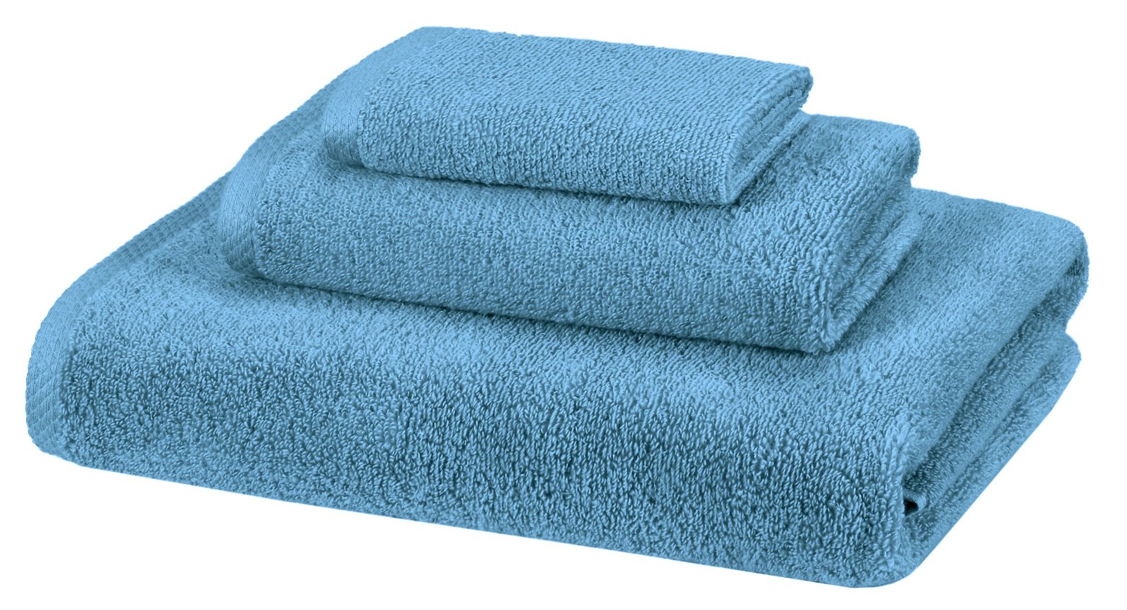 AmazonBasics 100% Cotton Quick-Drying 3-Piece Towel Set – 400 GSM – Lake Blue