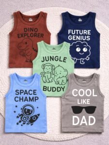 Kidbee Cotton Vests for Boys & Girls Printed (Set of 5)