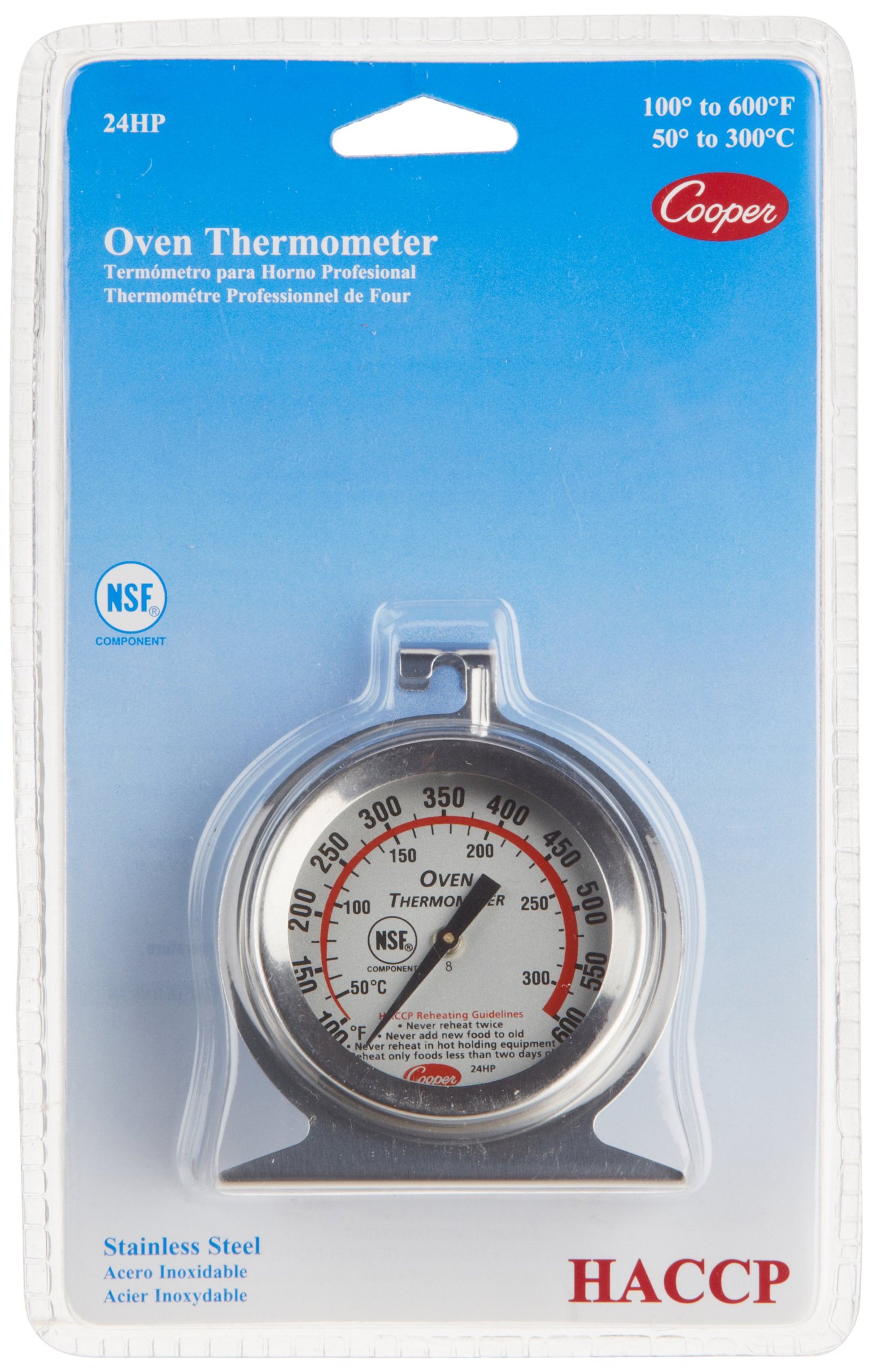 Cooper Atkins 24HP-01-1 Stainless Steel Bi-Metal Oven Thermometer, 100 to 600 degrees F Temperature Range