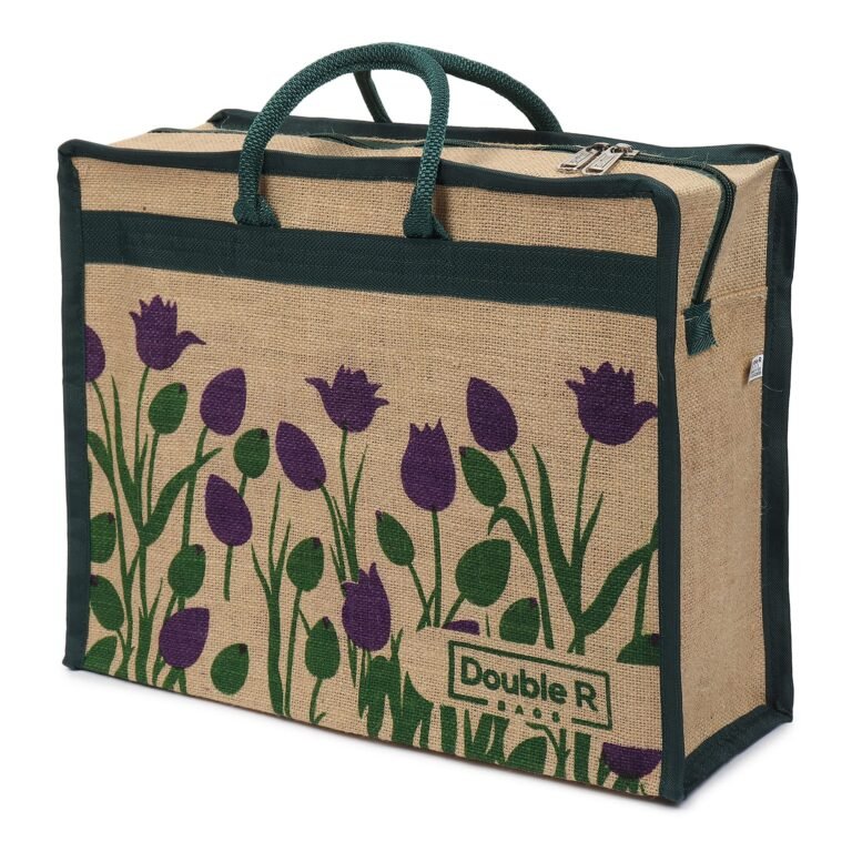 DOUBLE R BAGS Jute Eco-Friendly Tote Bag: Stylish, Spacious, and Sustainable – Perfect for Everyday Errands and Adventures!