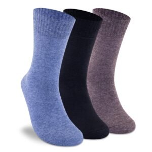 Supersox Winter Thermal Regular Socks for Men | Cotton Rich | Extra Cushioning | Warm, Soft & Cozy Feel | Cold Weather Daily Wear | Multicolour | Free Size | Pack of 3