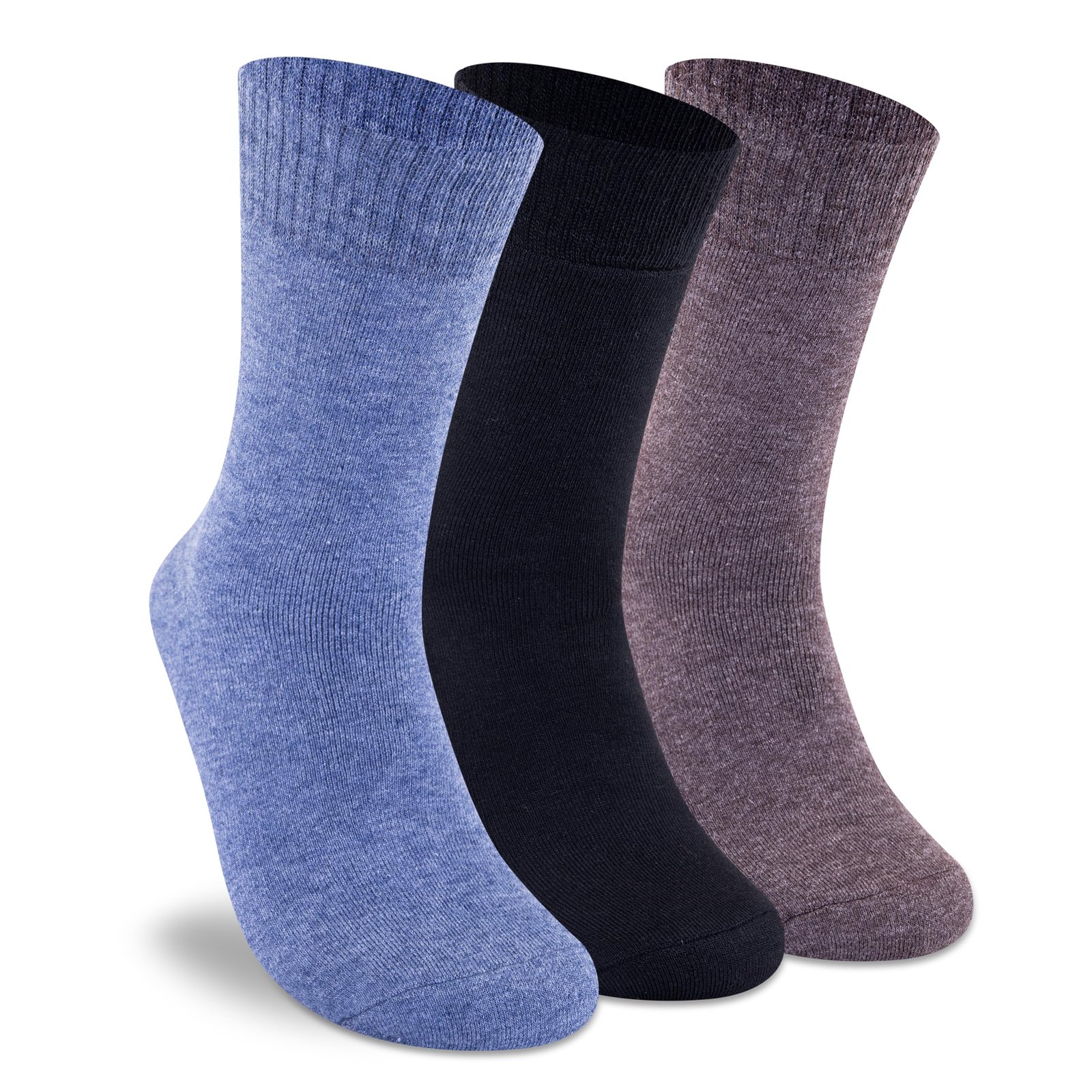 Supersox Winter Thermal Regular Socks for Men | Cotton Rich | Extra Cushioning | Warm, Soft & Cozy Feel | Cold Weather Daily Wear | Multicolour | Free Size | Pack of 3