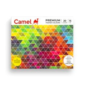 Camel Premium Poster Colour with Brush – 20 Shades (Multicolor)