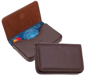 DAHSHA PU Leather Credit Card Holder, Coffee Brown-10x6x1.6 cm