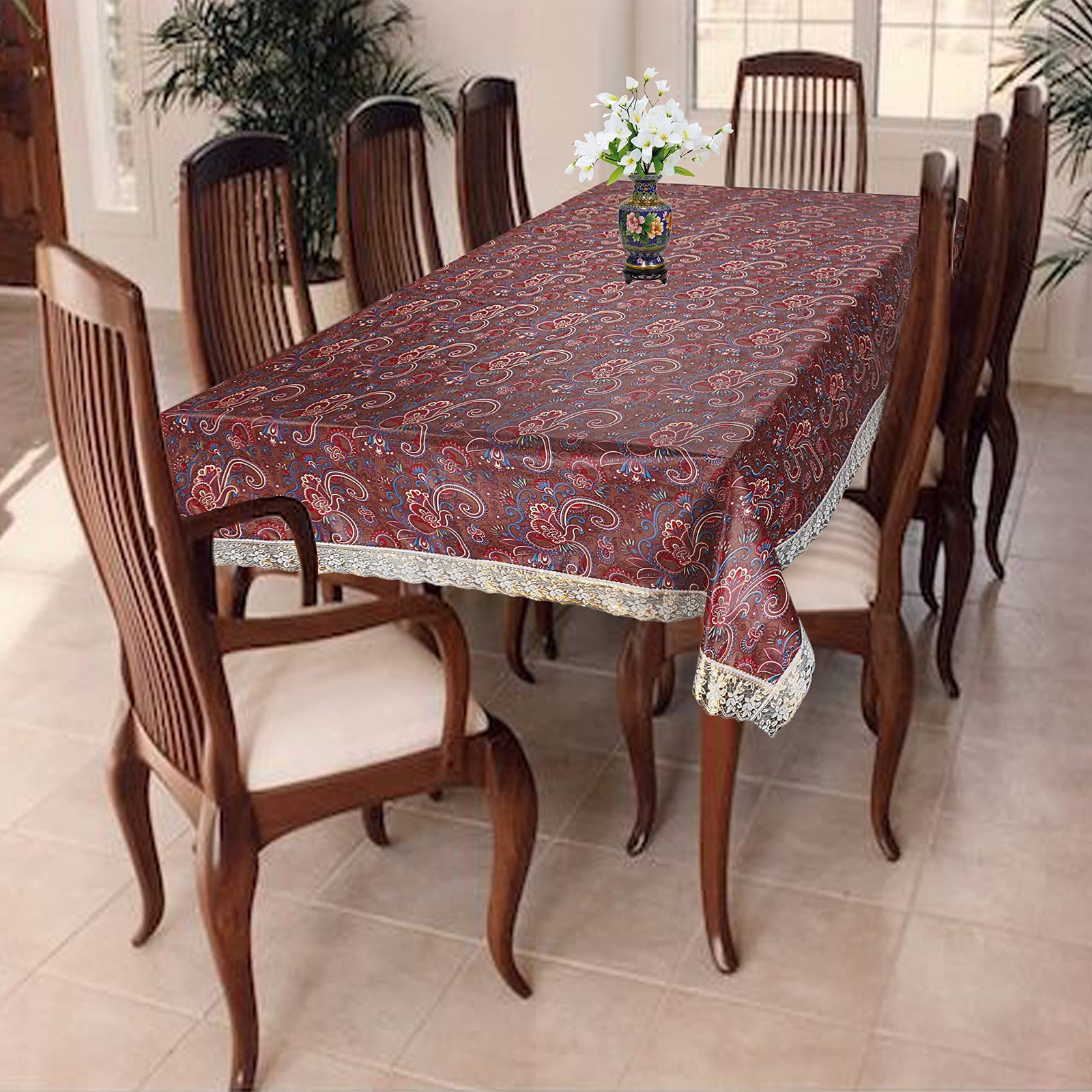 Homerz Premium Dining Table Cover for 6 to 8 Seater, 60 x 90 inch Size, Waterproof and Dustproof (Jaipuri, 60×90 inch- 6-8 Seater)
