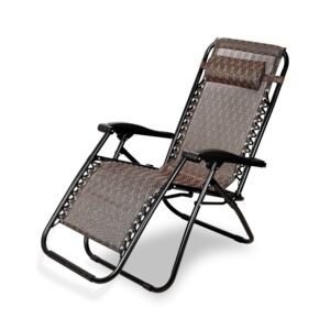 STAR WORK Stainless Steel Zero Gravity Chair, Lawn Chair Recliner Lounge, Portable Camping Folding Beach Chair With Removable Pillow (Burgundy)