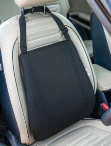 FOVERA Car Seat Back Support | 2 Years Warranty | Memory Foam Backrest Lumbar Support Cushion for Comfortable Long Drive & Daily Commute, Suitable for All Cars Seats (Black, Pack of 1)