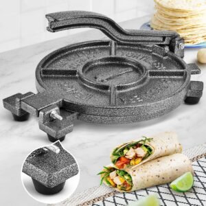 Tortilla Press, Cast Iron, ARC USA, Press surface diameter, Heavy Duty, Even Pressing -Black, 6.5″/7″/8″/10″ (10″)