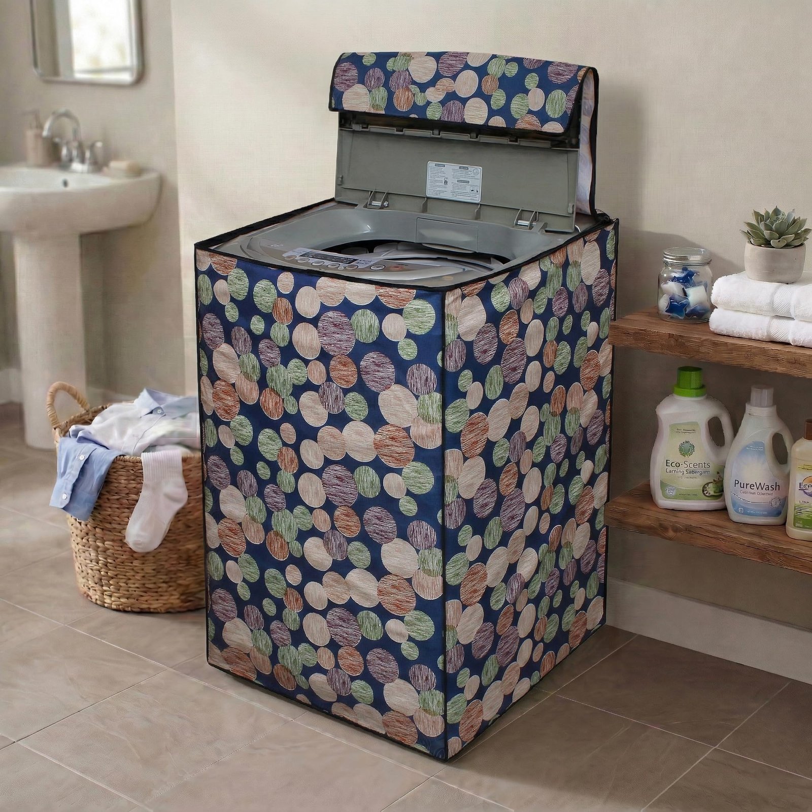 DREAM CARE Waterproof & Dustproof Washing Machine Cover Top Load & Fully Automatic Suitable for 7 kg, 7.2 kg, 7.5 kg (61 x 97 x 61 cms), Polyester
