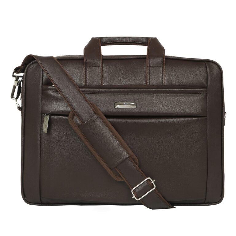 Zipline Laptop bags for men office use | Faux Leather Laptop Bag for Man – Fits 14/15/15.6 inch Laptop/Macbook/Macbook Pro/Tablet Messenger Bags for Mens (1-Brown Bag)
