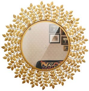 Furnish Craft: Rust Proof & Weather Proof Wall Mirror – Ideal Mirror for Living Room, Bathroom, Bedroom, Foyer | Entryway, Wash Basin Area – Royal Gold, 72 Cms | 28 Inches 1 Pcs
