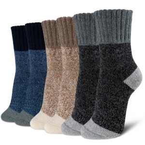Time May Tell Womens Merino Wool Socks Thick Knit Warm Cushion Wool-Socks-for-Women 2/3 Pack