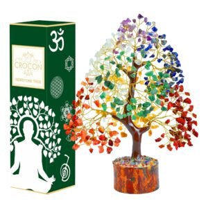 Crocon Seven Chakra Tree of Life for Positive Energy – Feng Shui Decor, Fake Bonsai, Crystals and Healing Stones, Money Tree, Room Decor 7 Chakra, Stone, Healing Crystals, Spiritual Gifts