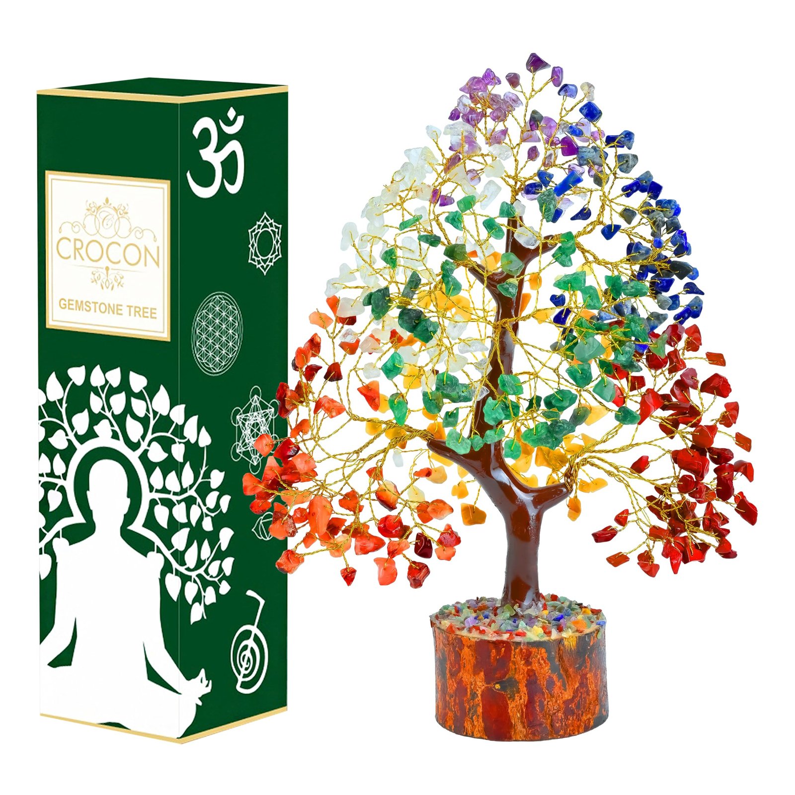 Crocon Seven Chakra Tree of Life for Positive Energy – Feng Shui Decor, Fake Bonsai, Crystals and Healing Stones, Money Tree, Room Decor 7 Chakra, Stone, Healing Crystals, Spiritual Gifts